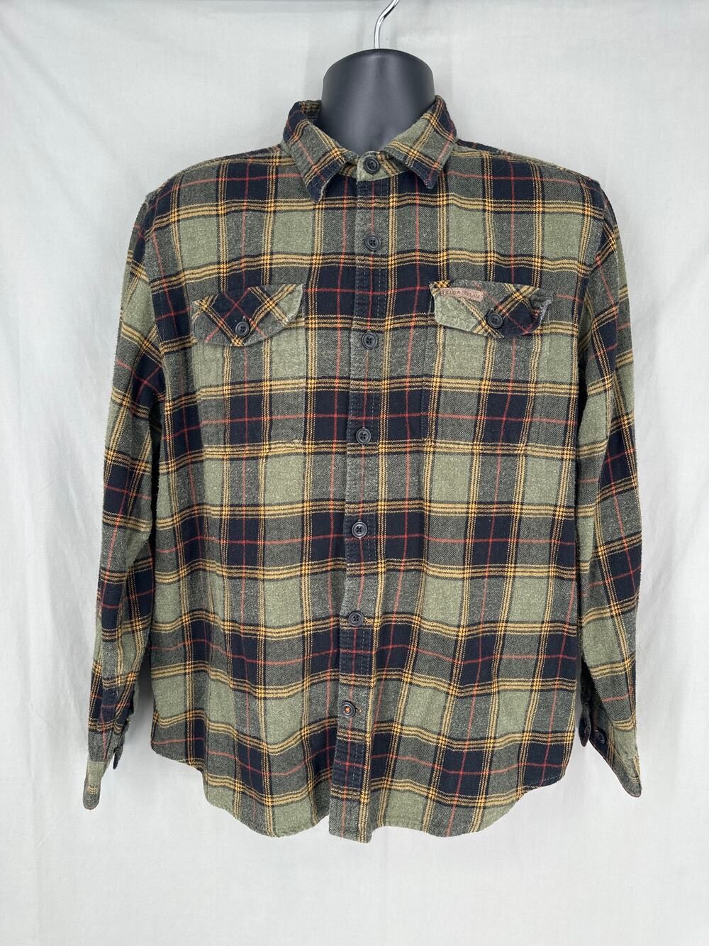 Field Stream Shirt Mens XL Green Plaid Flannel Button Cotton Outdoors Grunge